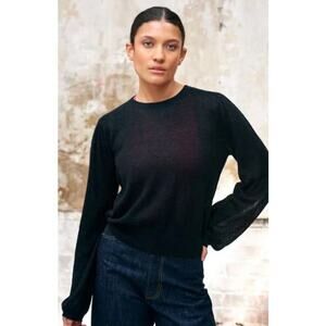 Revolve Jumper1234 Summer Weight Balloon Sleeve Alpaca Wool Sweater Blue Size 12